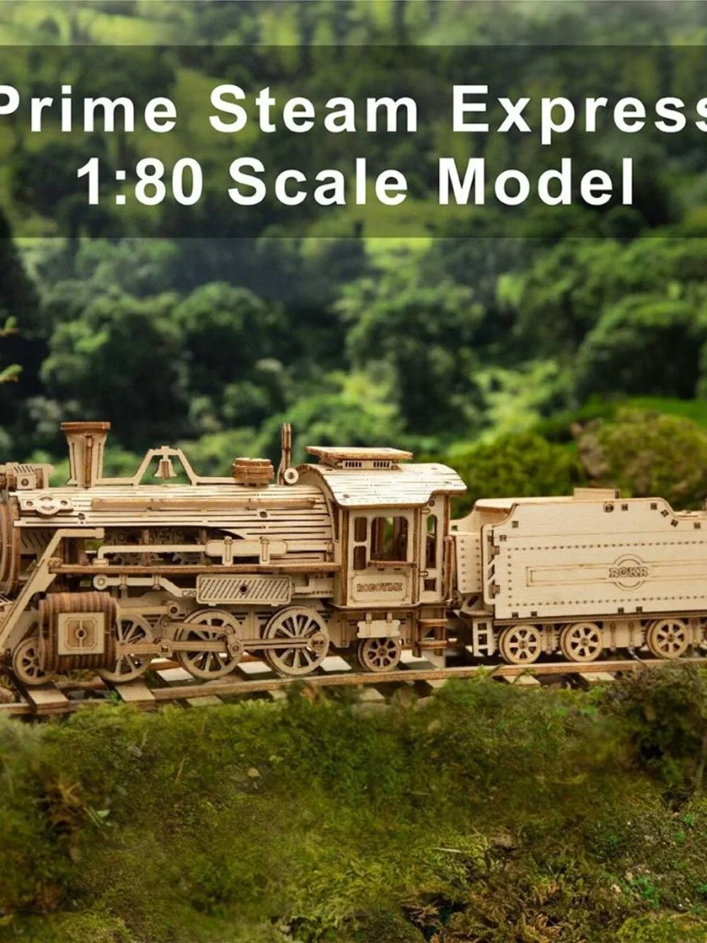 New Rokr 3D Wooden Puzzle Mechanical Train Model Kit Toy Building Set Gift Steam